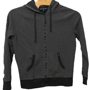 Pact Organic Full‎ Zip Hoodie Sweatshirt Gray Black Women Medium Athleisure Gym